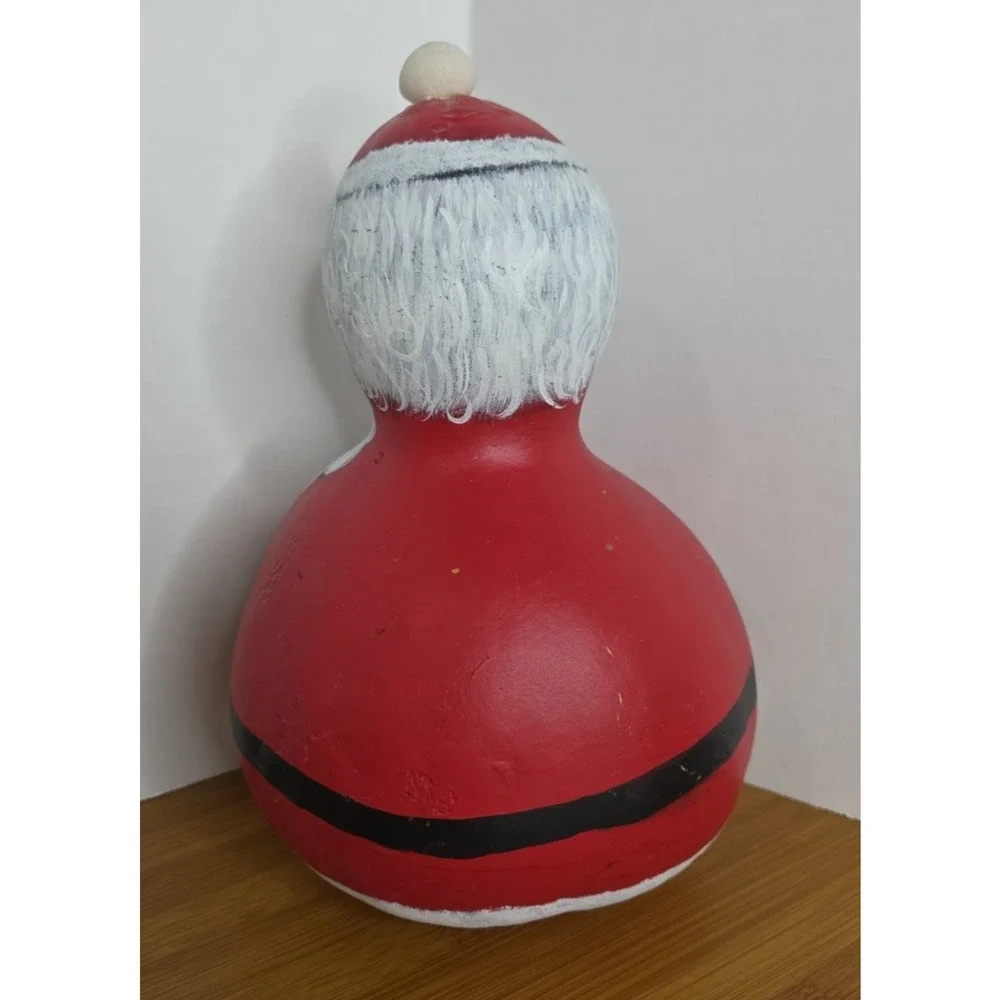 Hand Painted Gourd Santa Claus Christmas Holiday Folk Art 10”x 5”appx.‎